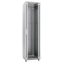 Шкаф телекоммуникационный напольный 19" 47U 600x1000, дверь стекло, серый (RAL 7035), Cabeus SH-05C-47U60/100