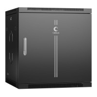 Шкаф телекоммуникационный настенный 19" 12U 600x350, дверь металл, черный (RAL 9004), Cabeus SH-05F-12U60/35m-BK
