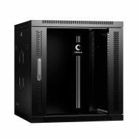 Шкаф телекоммуникационный настенный 19" 12U 600x450, дверь стекло, черный (RAL 9004), Cabeus SH-05F-12U60/45-R-BK