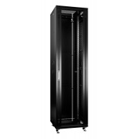 Шкаф телекоммуникационный напольный 19" 47U 600x600, дверь стекло, черный (RAL 9004), Cabeus SH-05C-47U60/60-BK