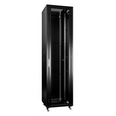 Шкаф телекоммуникационный напольный 19" 47U 600x800, дверь стекло, черный (RAL 9004), Cabeus SH-05C-47U60/80-BK