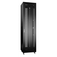 Шкаф телекоммуникационный напольный 19" 47U 600x600, дверь перфорированная, черный (RAL 9004), Cabeus ND-05C-47U60/60-BK