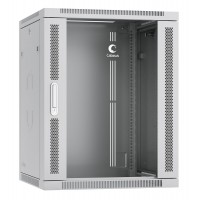 Шкаф телекоммуникационный настенный 19" 15U 600x450, дверь стекло, серый (RAL 7035), Cabeus SH-05F-15U60/45