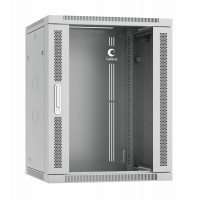 Шкаф телекоммуникационный настенный 19" 15U 600x450, дверь стекло, серый (RAL 7035), Cabeus SH-05F-15U60/45-R