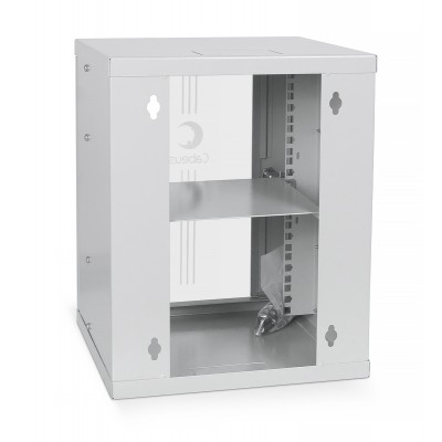 Шкаф телекоммуникационный настенный 10" 8U 326x300, дверь стекло, серый (RAL 7035), Cabeus WSC-8U