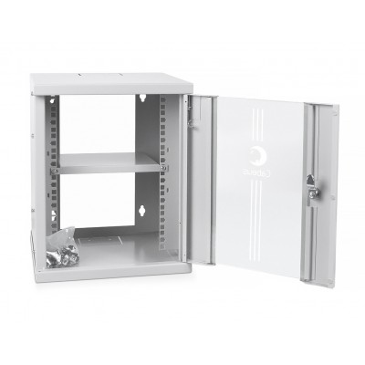 Шкаф телекоммуникационный настенный 10" 8U 326x300, дверь стекло, серый (RAL 7035), Cabeus WSC-8U
