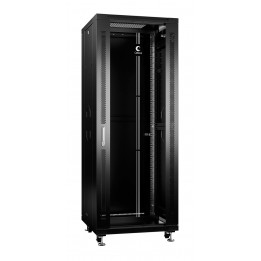 Шкаф телекоммуникационный напольный 19" 32U 600x800, дверь стекло, черный (RAL 9004), Cabeus SH-05C-32U60/80-BK