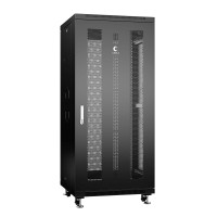 Шкаф телекоммуникационный напольный 19" 27U 600x600, дверь перфорированная, черный (RAL 9004), Cabeus ND-05C-27U60/60-BK