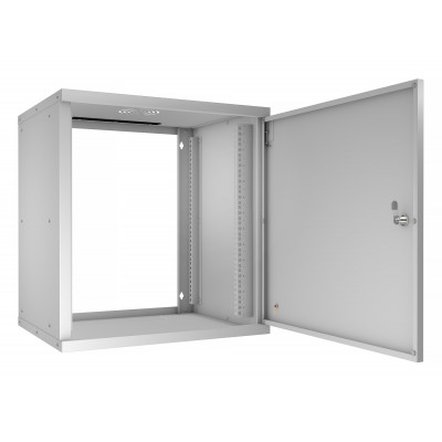 Шкаф телекоммуникационный настенный 19" 12U 550x450, дверь металл, серый (RAL 7035), Cabeus WSC-05D-12U55/45m