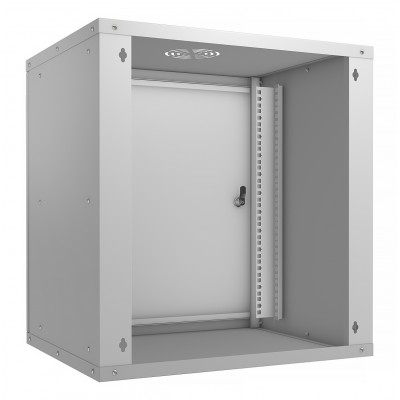 Шкаф телекоммуникационный настенный 19" 12U 550x450, дверь металл, серый (RAL 7035), Cabeus WSC-05D-12U55/45m