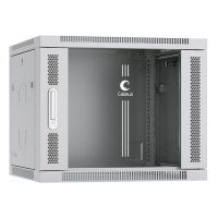 Шкаф телекоммуникационный настенный 19" 9U 600x450, дверь стекло, серый (RAL 7035), Cabeus SH-05F-9U60/45